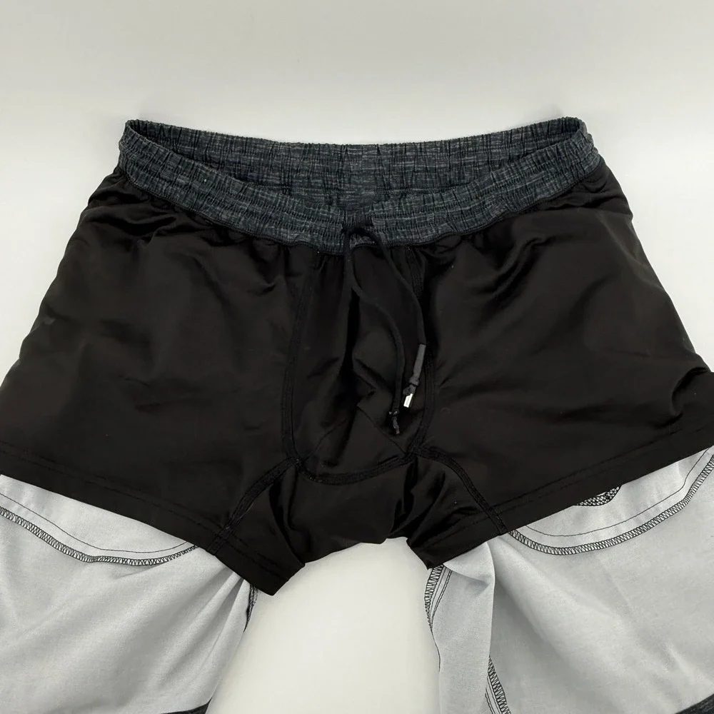 The Normal Brand Mens Space Dye Active Shorts Charcoal Grey Lined Large 1224